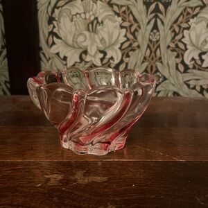 Red and Clear Glass Bowl